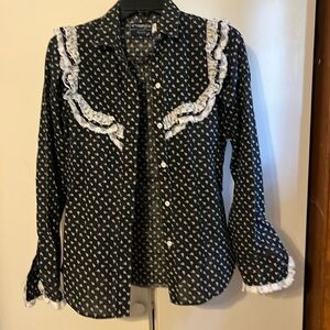 Wrangler Button Up Lace Trim Little House on the Prairie Shirt